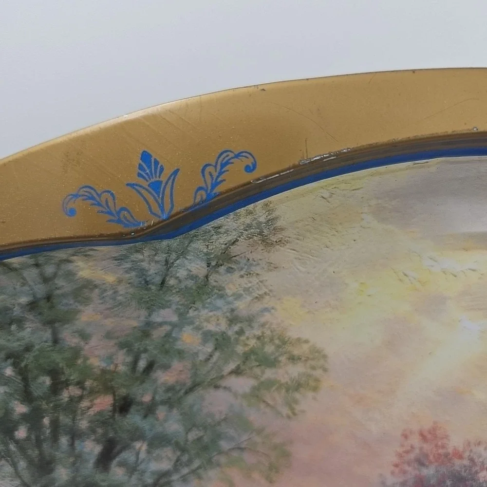 Colorful Cottage Scene Oval Metal Serving Tray 1997 Thomas‎ Kindade Giftco Inc
